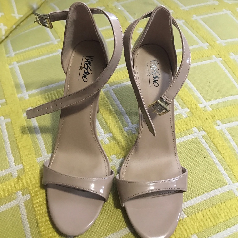 Nude strappy heels